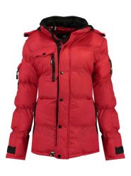 Geographical Norway Kurtka zimowa "Bonapart" w kolorze czerwonym rozmiar: L. Czerwone kurtki Geographical Norway, na zimę, l, bez wzorów, z puchu, bez kaptura. Za 277.36 zł.
