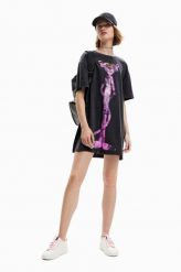 Desigual sukienka bawełniana kolor szary mini oversize. Szare sukienki Desigual, l, bez wzorów, z bawełny, bez kołnierzyka, bez ramiączek, mini, oversize. Za 429.99 zł.