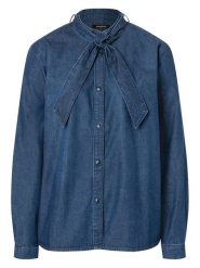 More & More Bluzka dżinsowa w kolorze granatowym rozmiar: 44. Niebieskie bluzki More & More, bez wzorów, bez kołnierzyka, bez ramiączek. Za 135.17 zł.