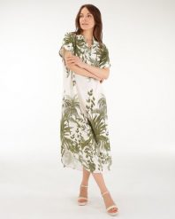 Luźna sukienka w liście. Brązowe sukienki Unisono, l, bez wzorów, z tkaniny, klasyczne, bez kołnierzyka, bez ramiączek, mini. Za 219.00 zł.