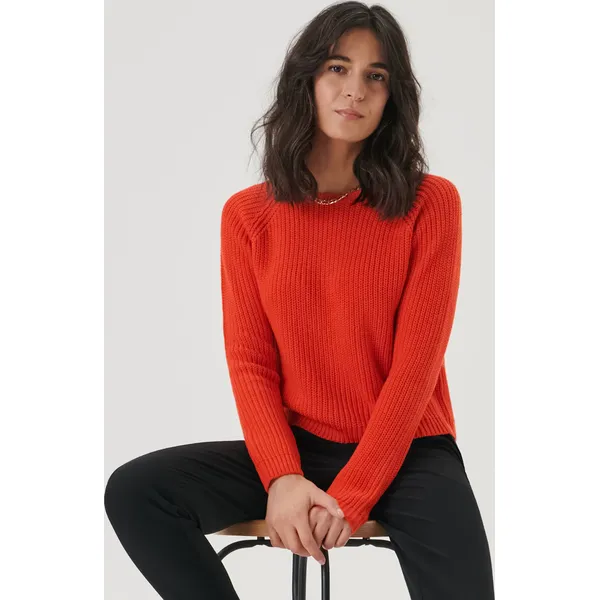 Sweter z ozdobnym splotem - Pomarańczowy. Brązowe swetry Sinsay, l, bez wzorów, ze splotem, bez ramiączek. Za 49.99 zł.