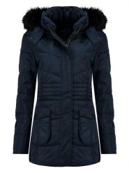 Geographical Norway Płaszcz zimowy "Bouvar" w kolorze granatowym rozmiar: 176. Niebieskie płaszcze Geographical Norway, na zimę, bez wzorów, bez kaptura. Za 231.45 zł.