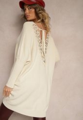 Jasnobeżowy Sweter z Modalem i Wiskozą Ozdobiony Koronką Zinnorela. Brązowe swetry Renee, z aplikacjami, z koronki, biznesowe, bez ramiączek. W wyprzedaży za 87.99 zł.