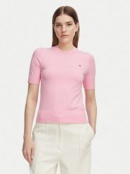 Tommy Hilfiger Sweter WW0WW49705 Różowy jasny Slim Fit. Czerwone swetry Tommy Hilfiger, xs, bez wzorów, z bawełny, bez ramiączek. Za 369.99 zł.