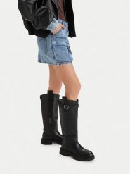 G-Star Raw Kozaki EO-GLCIA-8190C Czarny. Czarne kozaki G-Star, bez wzorów, ze skóry, retro, bez obcasa, na płaskiej podeszwie, bez zapięcia. Za 699.99 zł.
