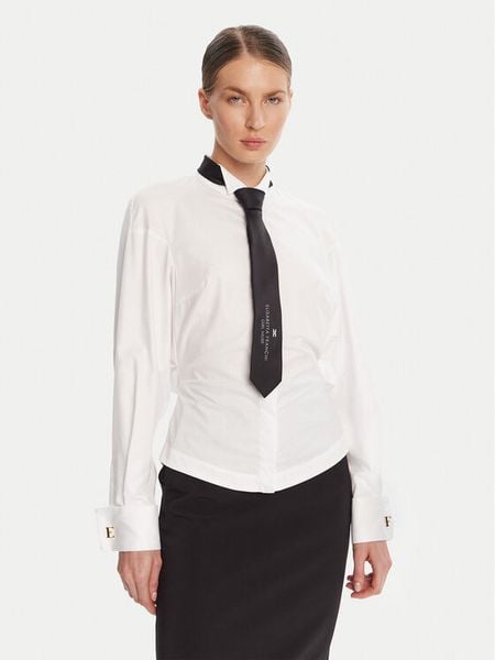 Elisabetta Franchi Koszula re Biały Regular Fit. Białe koszule Elisabetta Franchi, bez wzorów, z bawełny, bez kołnierzyka, bez ramiączek. Za 1,676.86 zł.