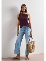 Street One Top w kolorze ciemnofioletowym rozmiar: 38. Różowe topy Street One, z aplikacjami, street, bez kołnierzyka, bez ramiączek. Za 86.95 zł.