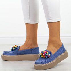 Niebieskie skórzane mokasyny damskie Filippo Dp6765/25. Niebieskie mokasyny Filippo, z aplikacjami, z jeansu. Za 229.00 zł.
