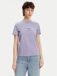 Calvin Klein Jeans T-Shirt Shadow Graphic J20J225545 Fioletowy Regular Fit. Fioletowe t-shirty Calvin Klein Jeans, l, bez wzorów, z bawełny, bez kołnierzyka, bez ramiączek. Za 119.99 zł.