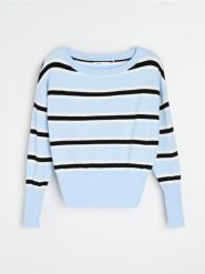 Sweter w paski z wiskozą - wielobarwny. Swetry Sinsay, l, bez wzorów, z wiskozy, bez ramiączek. Za 49.99 zł.