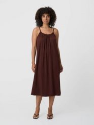 Les Lunes Sukienka "Maviee" w kolorze brązowym rozmiar: XXS. Brązowe sukienki Les Lunes, xxs, bez wzorów, z lyocellu, bez kołnierzyka, bez ramiączek, midi. Za 165.99 zł.