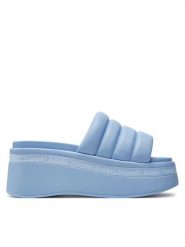Tommy Jeans Klapki Tjw Wedge Sandal EN0EN02455 Granatowy. Niebieskie klapki Tommy Jeans, bez wzorów, z jeansu, bez obcasa, bez zapięcia. Za 299.99 zł.