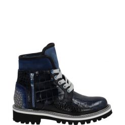 BOTKI DAMSKIE 13478 CARA BLU. Botki Venezia, bez wzorów, ze skóry, bez obcasa, bez zapięcia. Za 559.00 zł.