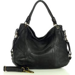 Shopper bag czarny MARCO MAZZINI v136d. Czarne shopper bag bez wzorów, ze skóry, biznesowe, na ramię, bez dodatków. Za 499.99 zł.