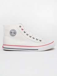 Trampki damskie wysokie białe JJ274A505 101. Białe trampki BIG STAR, bez wzorów, z bawełny, retro, bez zapięcia. W wyprzedaży za 88.99 zł.