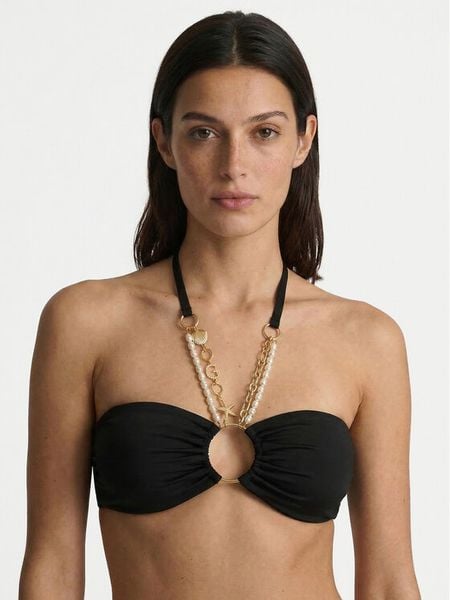 Guess Góra od bikini E6GJ01 KF412 Czarny. Czarne bikini Guess, z aplikacjami, z syntetyku. Za 349.99 zł.