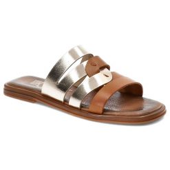 Złote Klapki Lemar Wygodne Buty Na Lato. Żółte klapki Lemar, bez wzorów, ze skóry, eleganckie, bez obcasa, bez zapięcia. Za 189.00 zł.