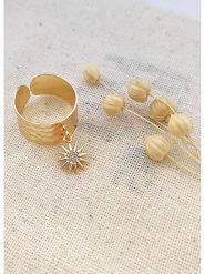 Atelier MIU Pozłacany pierścionek z cyrkonią rozmiar: onesize. Żółte pierścionki atelier MIU, z cyrkonią, pozłacane. Za 105.63 zł.