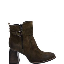 ZAMSZOWE BOTKI LP37 CROST OLIVA. Botki Venezia, bez wzorów, ze skóry, bez obcasa, bez zapięcia. Za 249.00 zł.