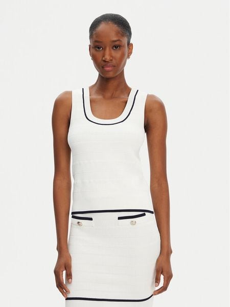 Marciano Guess Bluzka 5RGR03 5640Z Biały Regular Fit. Białe bluzki Marciano Guess, m, z aplikacjami, z wiskozy, bez kołnierzyka, bez ramiączek. Za 209.99 zł.