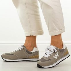 Khaki sportowe buty damskie Vanhorn 27300. Brązowe buty sportowe lifestyle Vanhorn, na lato, bez wzorów, z dresówki, klasyczne, z okrągłym noskiem, bez zapięcia. Za 169.00 zł.