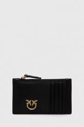 Pinko portfel skórzany damski kolor czarny. Czarne portfele Pinko, bez wzorów. Za 449.99 zł.