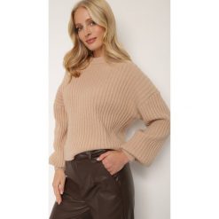 Beżowy Sweter Euphosa. Brązowe swetry Renee, s, bez wzorów, z dzianiny, casualowe, bez ramiączek. W wyprzedaży za 104.99 zł.