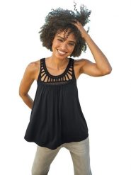 Heine Top w kolorze czarnym rozmiar: 36. Czarne topy Heine, bez wzorów, z koronki, bez kołnierzyka, bez ramiączek. Za 34.99 zł.