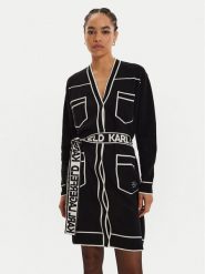 KARL LAGERFELD Kardigan 240W2020 Czarny Regular Fit. Czarne swetry KARL LAGERFELD, m, bez wzorów, z bawełny, bez ramiączek. Za 939.99 zł.