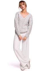Sweter z Dekoltem w Serek - Szary. Szare swetry MOE, l, bez wzorów, z materiału, bez ramiączek. Za 209.90 zł.