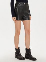 Morgan Szorty z imitacji skóry 242-SHILY Czarny Regular Fit. Czarne szorty Morgan, bez wzorów, ze skóry. Za 179.99 zł.