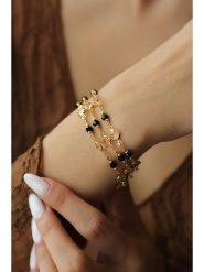 Pierres delicates Pozłacana bransoletka z kryształami rozmiar: onesize. Czarne bransoletki Pierres delicates, z kryształem, pozłacane. Za 39.99 zł.