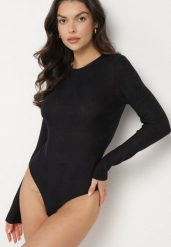 Czarne Body z Wiskozą o Klasycznym Kroju z Długim Rękawem Nindariela. Czarne body i gorsety Born2be, bez wzorów, z jeansu, bez ramiączek. W wyprzedaży za 93.49 zł.