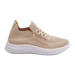 Wsuwane Buty Sportowe Damskie Beżowe Jagelia beżowy. Brązowe buty treningowe bez wzorów, bez zapięcia. Za 128.33 zł.