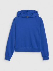 4F Bluza dresowa nierozpinana z kapturem damska - niebieska S. Niebieskie bluzy z kapturem 4f, s, bez wzorów, z bawełny, z kapturem. W wyprzedaży za 99.99 zł.