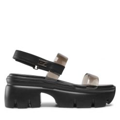 Sandały GIUSEPPE ZANOTTI. Czarne sandały GIUSEPPE ZANOTTI, bez wzorów, bez obcasa, na słupku, bez zapięcia. Za 1,729.00 zł.