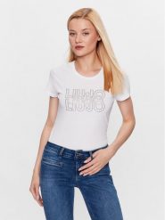 Liu Jo T-Shirt WF3085 J6308 Biały Regular Fit. Białe t-shirty Liu Jo, xl, bez wzorów, z bawełny, bez kołnierzyka, bez ramiączek. Za 219.99 zł.
