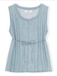 CARE BY ME Top "Joy" w kolorze błękitnym rozmiar: S. Niebieskie topy CARE BY ME, s, bez wzorów, z bawełny, bez kołnierzyka, bez ramiączek. Za 199.45 zł.