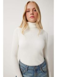 Happiness Istanbul Golf w kolorze białym rozmiar: 42. Białe swetry Happiness Istanbul, bez wzorów, prążkowane, bez ramiączek. Za 60.99 zł.