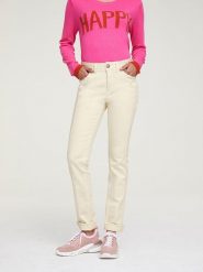 Heine Dżinsy - Slim fit - w kolorze kremowym rozmiar: W22. Brązowe jeansy Heine, bez wzorów, klasyczne, z podwyższonym stanem. Za 74.63 zł.