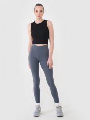 4F Legginsy dzianinowe damskie - szare L. Szare legginsy 4f, bez wzorów, z bawełny, sportowe. Za 79.99 zł.