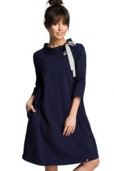 Sukienka sportowa bombka oversize z kieszeniami i wiązaniem granat. Sukienki Bewear, na co dzień, l, bez wzorów, sportowe, bez kołnierzyka, bez ramiączek, bombki. Za 289.00 zł.