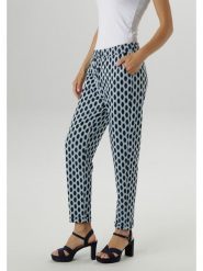 Aniston Spodnie w kolorze czarno-turkusowym rozmiar: 40. Czarne spodnie materiałowe Aniston, bez wzorów, z materiału, z podwyższonym stanem. Za 130.50 zł.