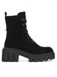 Badura Botki WFA3112-1Z Czarny. Czarne botki Badura, bez wzorów, bez obcasa, na słupku, bez zapięcia. Za 195.99 zł.