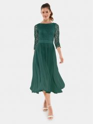 Swing Sukienka koktajlowa 77761710 Zielony Regular Fit. Zielone sukienki Swing, bez wzorów, z syntetyku, wizytowe, bez kołnierzyka, bez ramiączek. Za 379.99 zł.