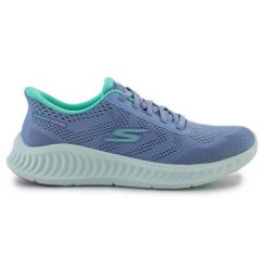 Buty Skechers Slip-ins: Go Walk Now - Khloe 125643-BLGR niebieskie. Niebieskie buty treningowe bez wzorów, z materiału, bez zapięcia, trekkingowe. Za 544.84 zł.