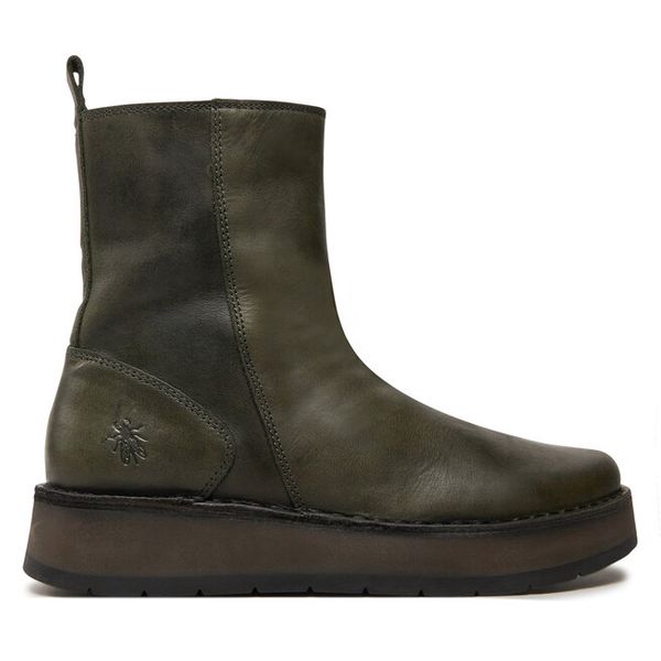 Botki Fly London. Zielone botki Fly London, bez wzorów, bez obcasa, na płaskiej podeszwie, bez zapięcia. Za 749.99 zł.