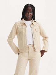 Levi's Kurtka dżinsowa w kolorze beżowo-białym rozmiar: L. Brązowe kurtki Levi's, l, z aplikacjami, z bawełny, bez kaptura. Za 181.42 zł.