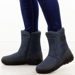 Granatowe zimowe botki damskie Potocki 33310. Niebieskie śniegowce POTOCKI, bez wzorów, z dzianiny, bez zapięcia. Za 159.00 zł.