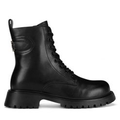 Botki Badura. Czarne botki Badura, bez wzorów, bez obcasa, na płaskiej podeszwie, bez zapięcia. Za 399.99 zł.